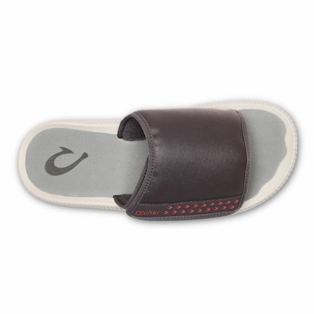 Olukai Men's Ulele Olu Slide - Pavement / Poi US519-873